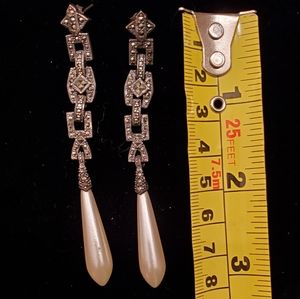 Rhinestone & faux pearl earrings